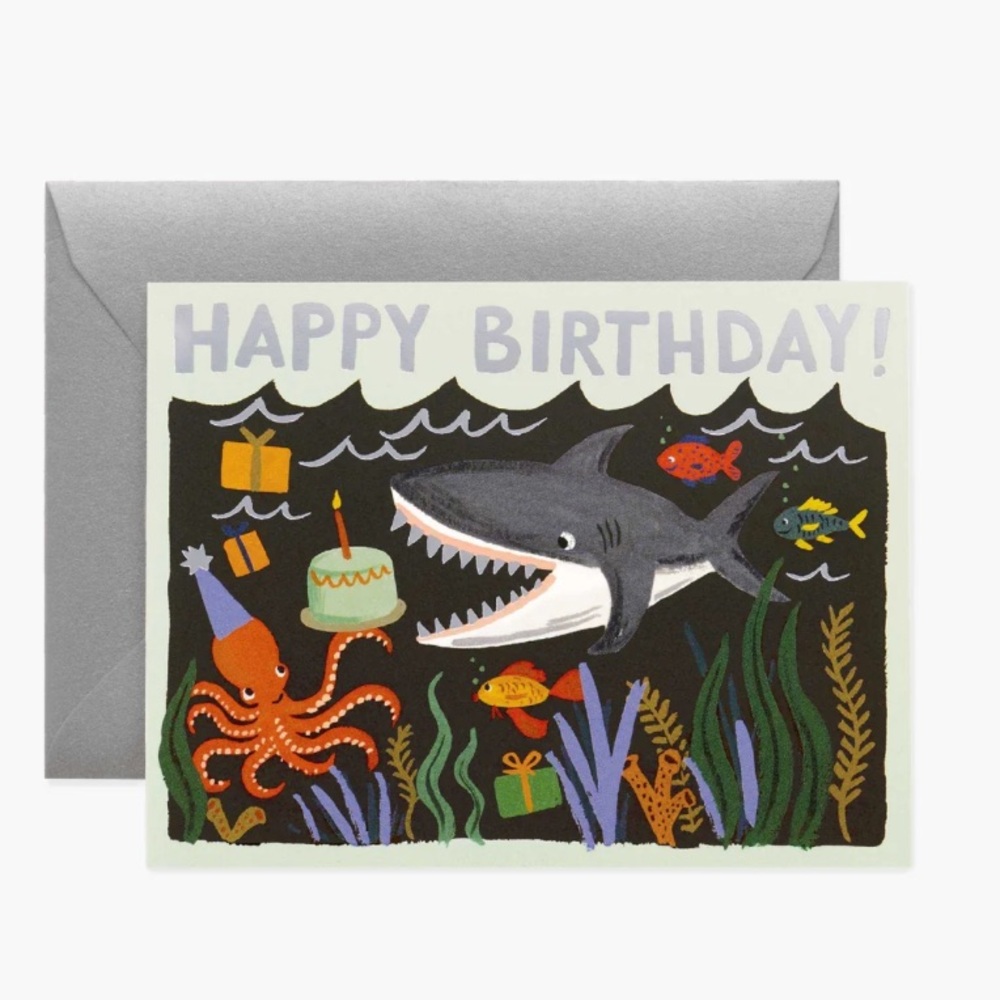 ♥️… Rifle Paper Co. Shark Happy Birthday Card Anthropologie